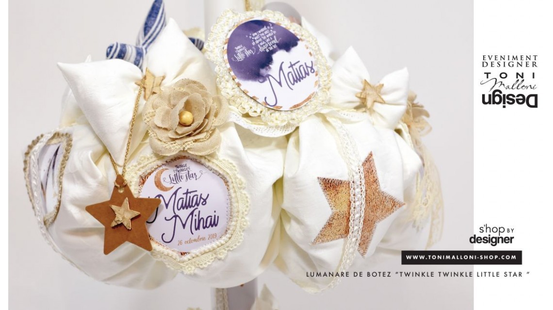 Lumanare de botez baieti personalizata, 65x4cm, Twinkle Twinkle little star  12